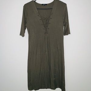 Olive green mini dress